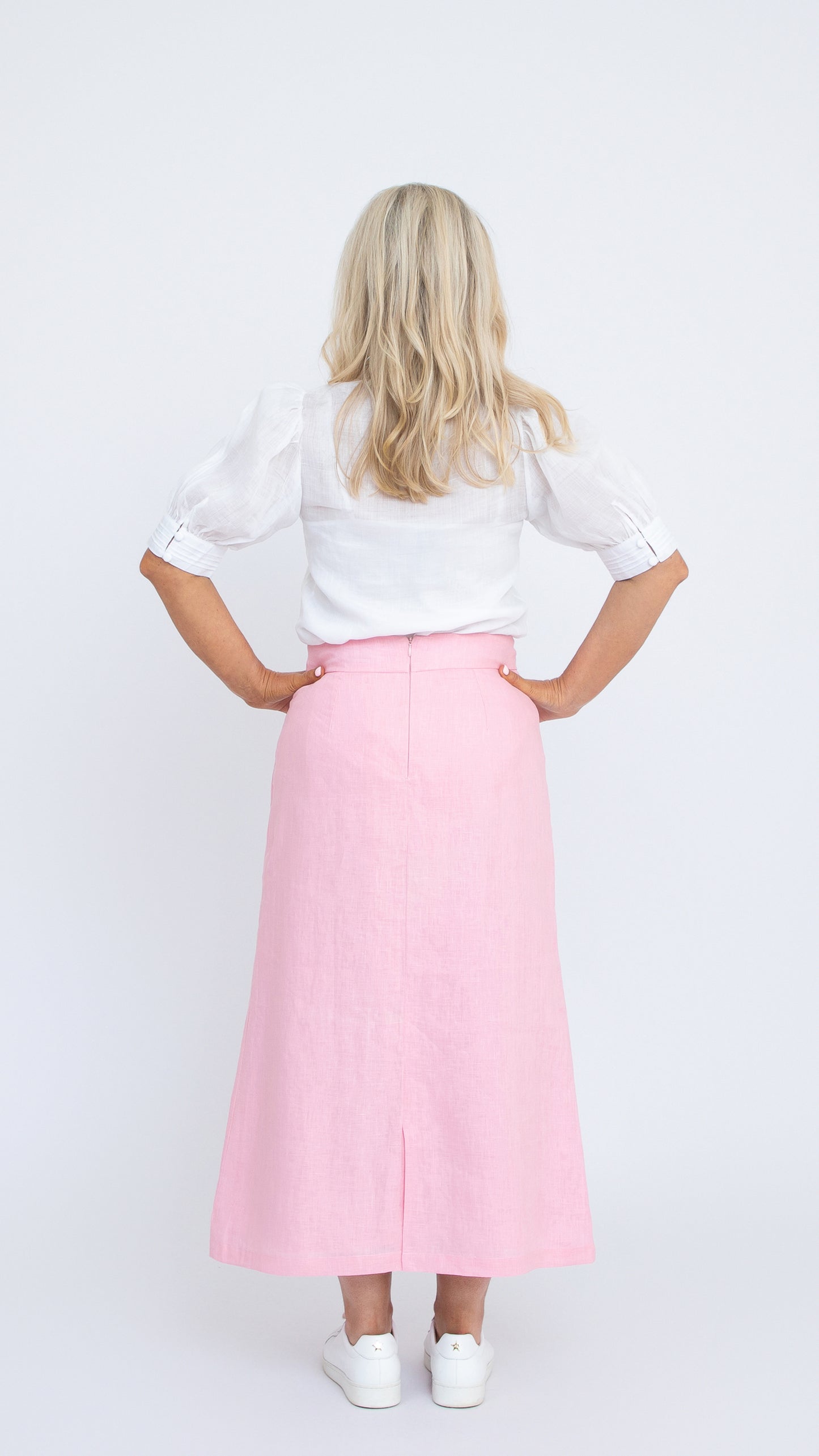 Lydia Linen Skirt - Peony Pink